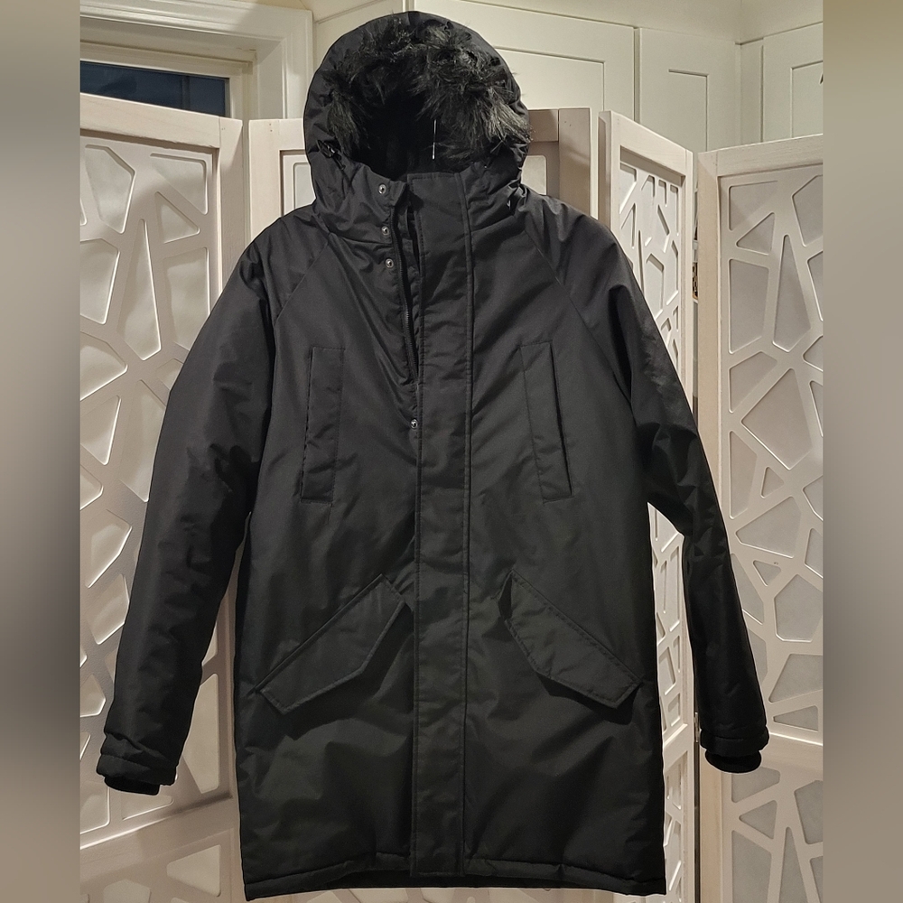 Men's Black Hooded Winter Coat